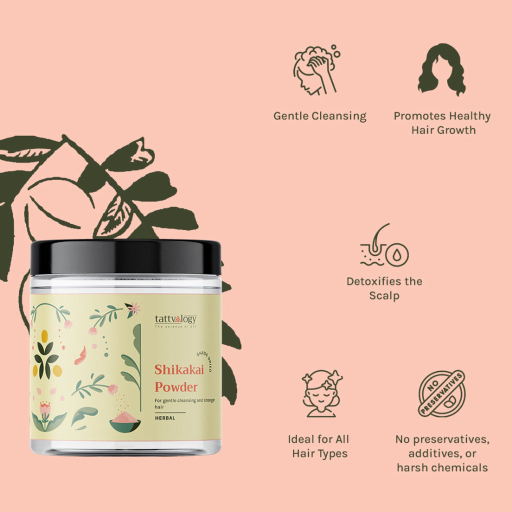 Tattvalogy Natural Shikakai Powder - Herbal Hair Mask which Conditions & Adds Shine for Silky Hair | Grocsy