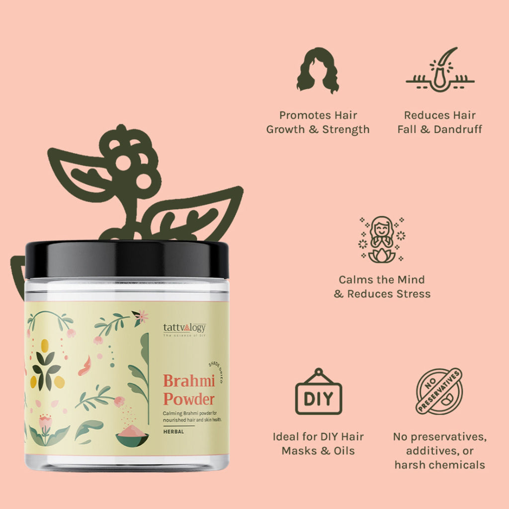 Tattvalogy Brahmi Powder -Brahmi Leaves, Conditions Hair, Adds Shine & Promotes Silky, Healthy Hair | Grocsy