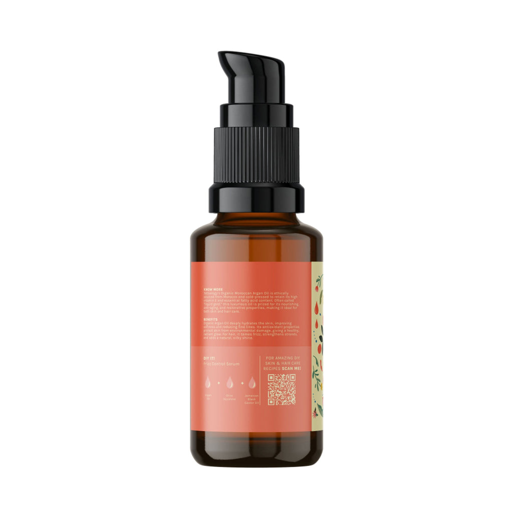 Tattvalogy Organic Moroccan Argan Oil - Vitamin-E Rich, Antioxidant, Tames Frizz for Smooth Hair | Grocsy