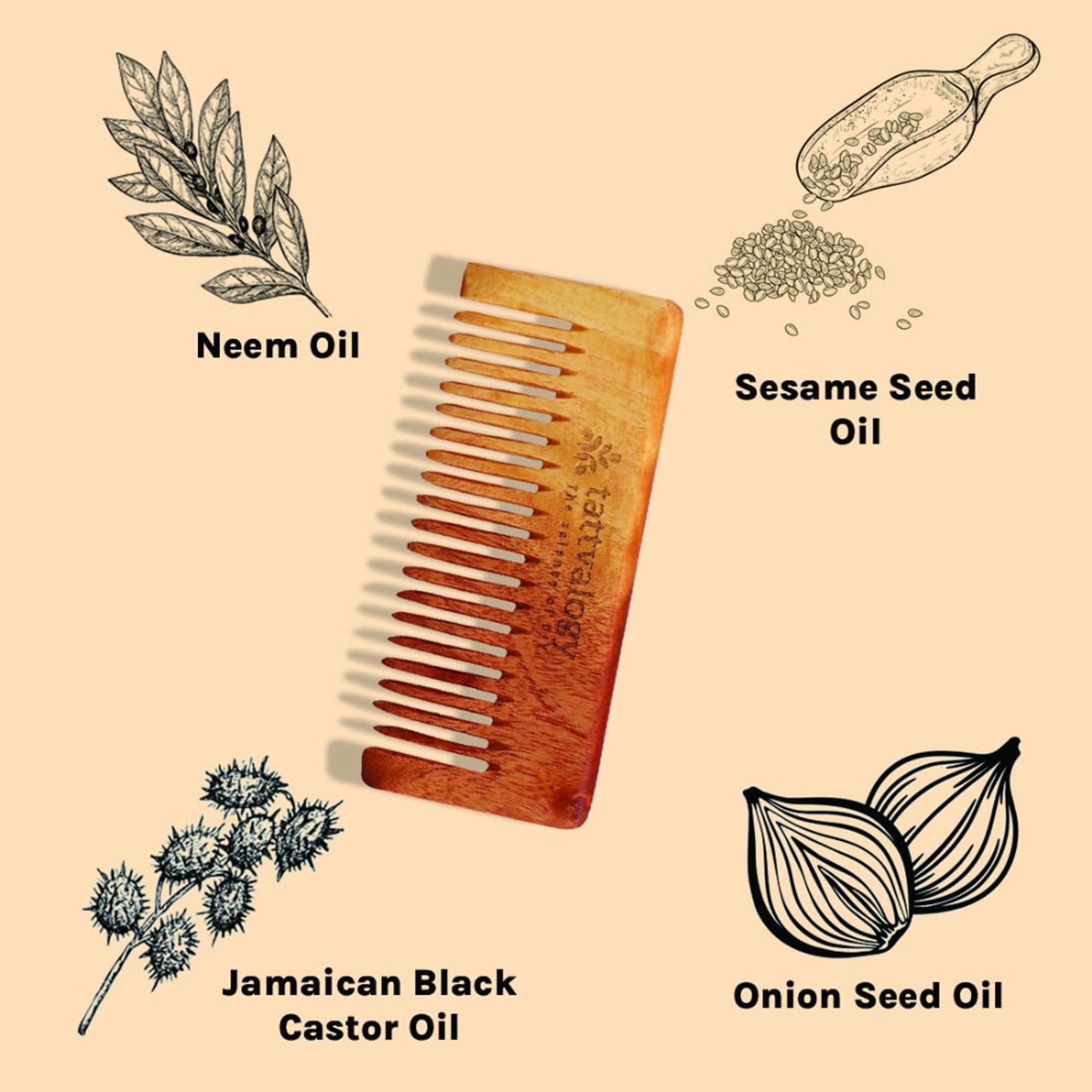 Tattvalogy Raw Neem Comb-Wide toothed, Boosts Blood Circulation, Hair Growth & Reduces Scalp Issues | Grocsy
