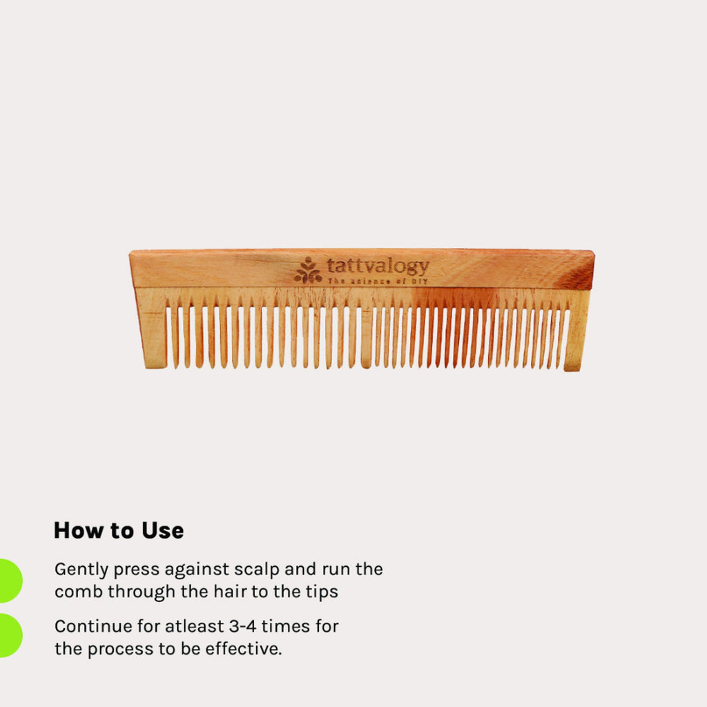 Tattvalogy Raw Neem Comb-Double toothed, Boosts Blood Circulation,Hair Growth & Reduces Scalp Issues | Grocsy