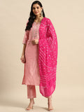 Sangria Floral Embroidered Sequinned Pure Cotton Kurta with Trousers & Dupatta | Grocsy