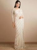 Sangria Georgette Ethnic Embellished Party Wear Saree | Grocsy