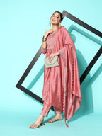 Sangria Floral Embroidered Regular Sequinned Kurta With Trousers & With Dupatta | Grocsy