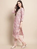 Sangria Printed & Embroidered Pure Cotton A-Line Kurta With Trouser & Dupatta | Grocsy