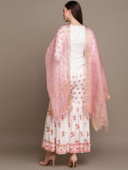 HERE&NOW Floral Embroidered Top with Sharara & Dupatta | Grocsy