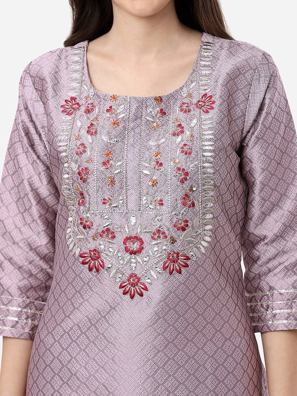 HERE&NOW Floral Embroidered Straight Regular Kurta | Grocsy