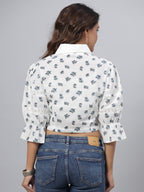 Juniper Women's White Printed Straight Top | Grocsy