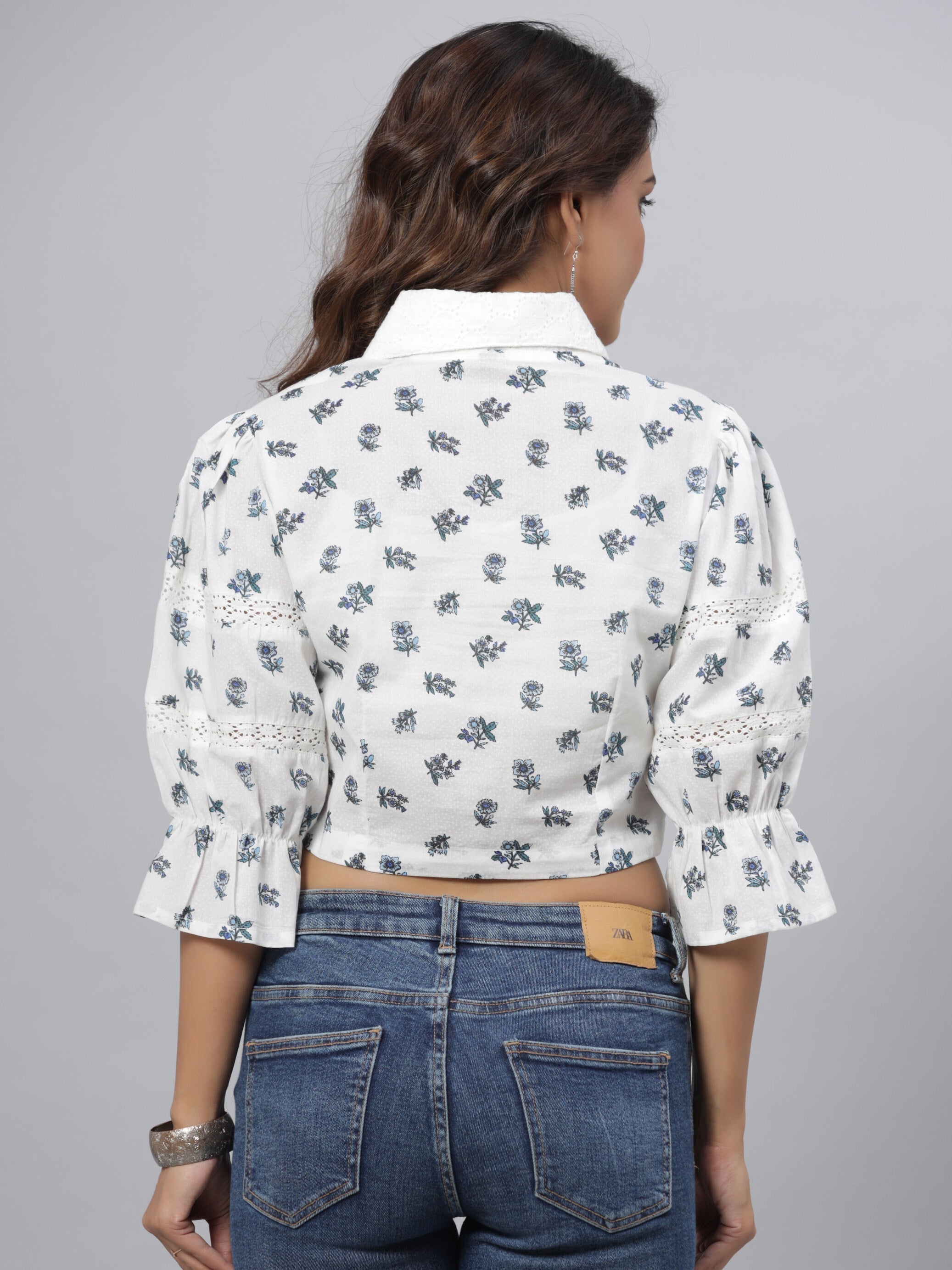 Juniper Women's White Printed Straight Top | Grocsy