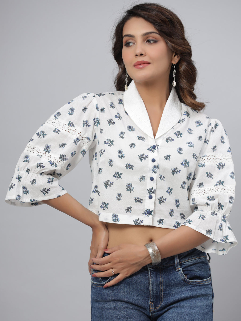 Juniper Women's White Printed Straight Top | Grocsy