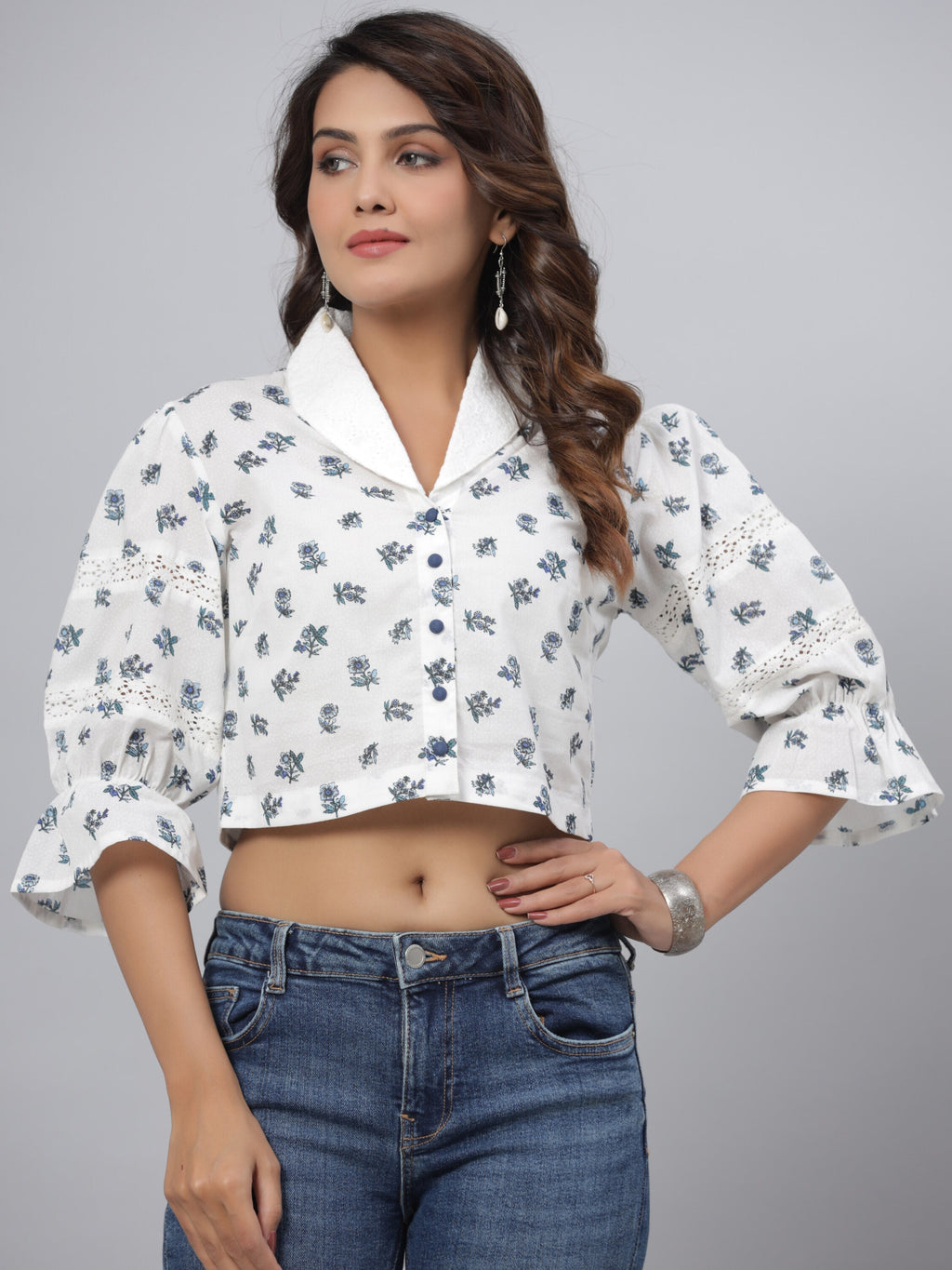 Juniper Women's White Printed Straight Top | Grocsy