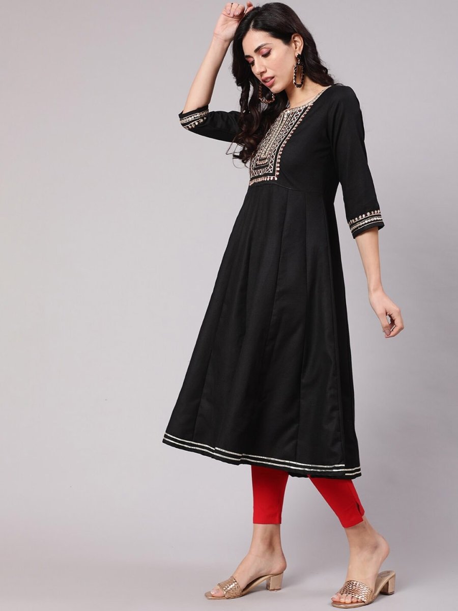 Aks Embroidered Round Neck Anarkali Kurta | Grocsy