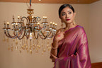 Vardha Mauve Wine Golden Zari Kanjeevaram Silk Saree | Grocsy