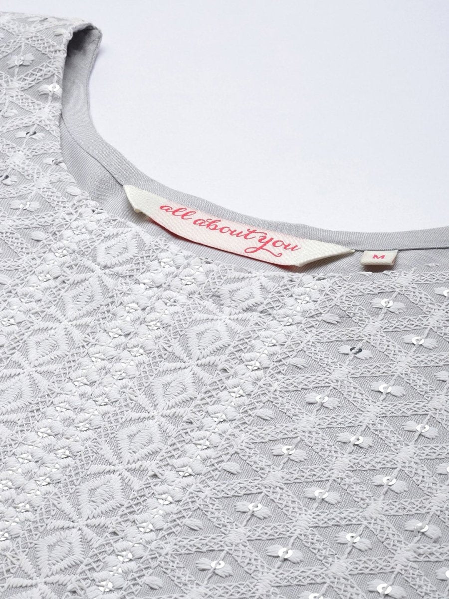 All About You Women Embroidered Chikankari Kurta With Trousers & With Dupatta | Grocsy