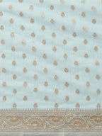 Saree Mall Blue & Silver-Toned Floral Zari Silk Cotton Sambalpuri Saree | Grocsy