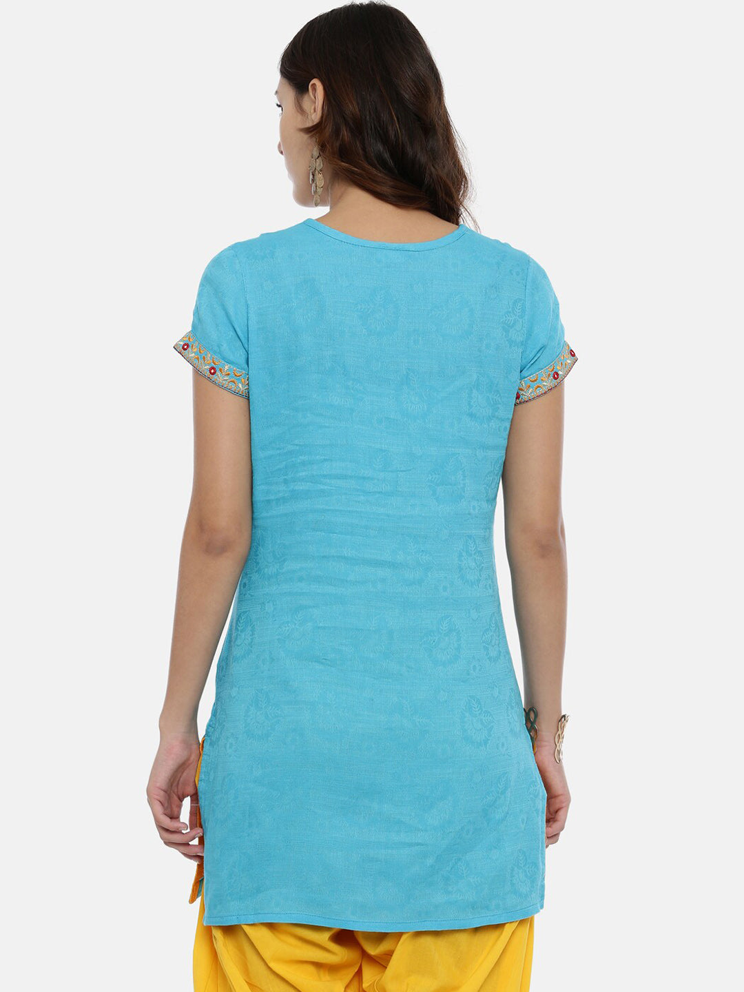 Souchii Women Blue Printed Floral Grandeur & Majestic Artwork Kurta | Grocsy