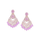 Tehzeeb Creations Gold Polish Kundan Purple Colour Earrings | Grocsy