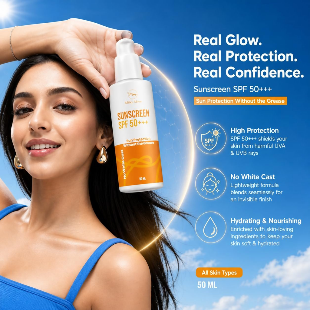 Milky Moon Sunscreen For Oily Skin Spf 50 Pa+++ Lightweight & Non-Greasy | Grocsy
