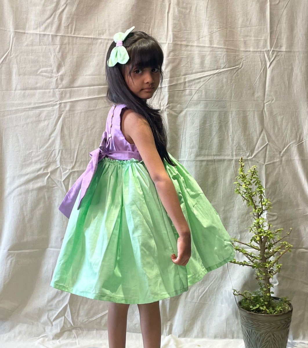 ArthLife Purple And Green Butterfly Partywear Dress | Grocsy