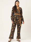 InWeave Women's Black Kalamkari Coord Set With Belt | Grocsy