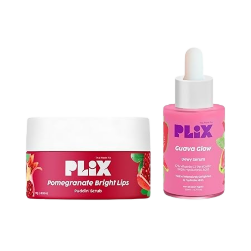 PLIX The Plant Fix 10% Vitamin C Glow Face Serum & Lip Scrub For Skin Brightening & Exfoliate Lips | Grocsy