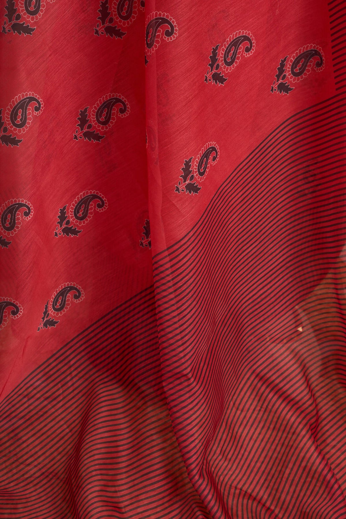 Vastranavya Rust Digital Printed Linen Ready To Wear Designer Saree with Unstitched Blouse | Grocsy