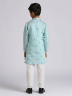 Joban Fashion Kids Island Ethnic Wear with Silk Sequence Embroidery Kurta and Pyjama Set - Teal Blue | Grocsy