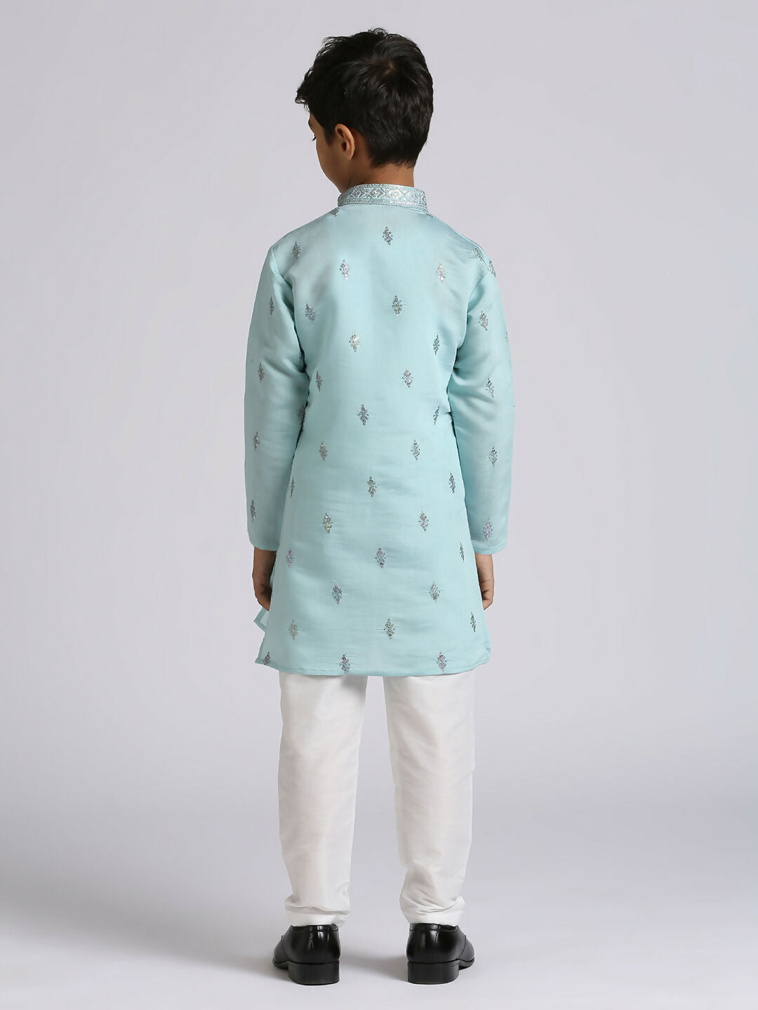 Joban Fashion Kids Island Ethnic Wear with Silk Sequence Embroidery Kurta and Pyjama Set - Teal Blue | Grocsy