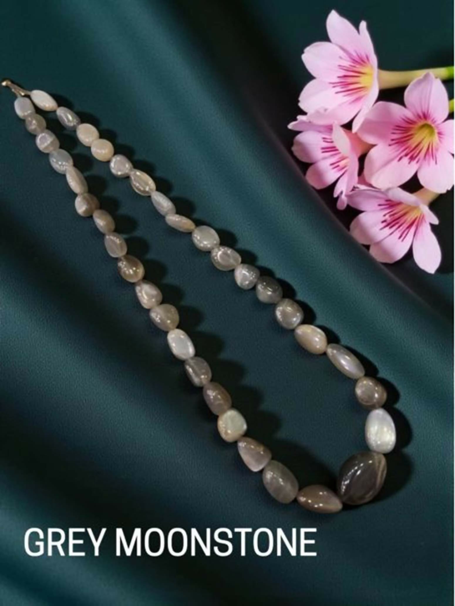 Joban Fashion Women Grey Gemstone Necklaces, Grey Moonstone Graduated | Grocsy