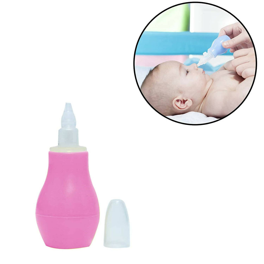 Safe-O-Kid Silicone Baby Nasal Aspirator, Vacuum Sucker, Instant Relief From Blocked Baby Nose Cleaner, Pink | Grocsy