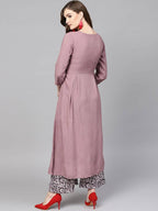 Yufta Women Mauve & Black Embroidered Kurta with Palazzo | Grocsy