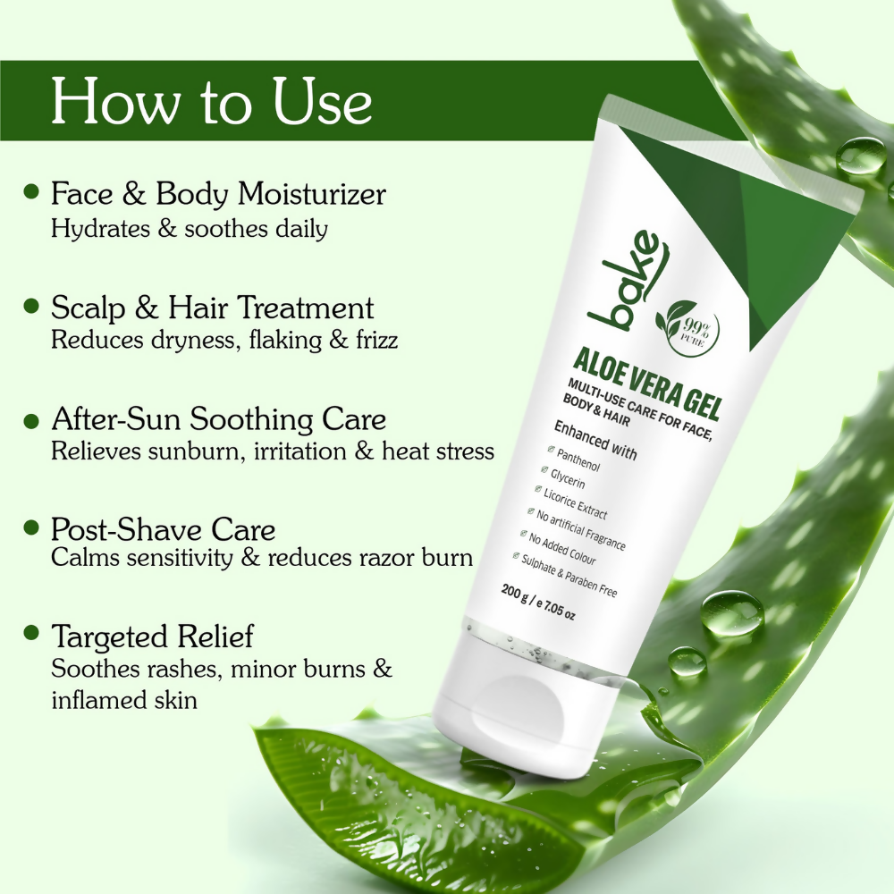 Bake 99% Pure Multi-Use Aloe Vera Gel for Face, Body & Hair | Grocsy