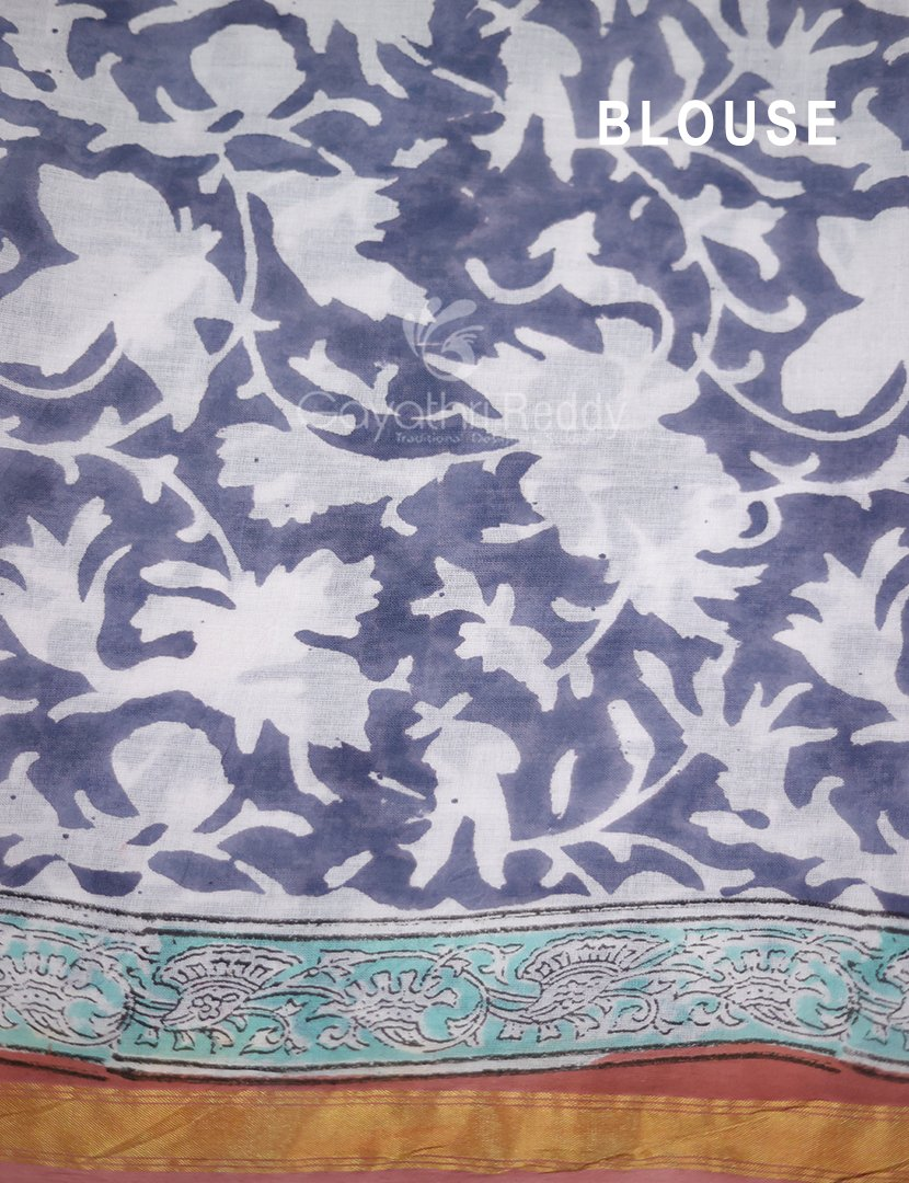 Pastel Chikoo Coloured Combination Printed Cotton Saree By Gayathri Reddy Designer Studio | Grocsy