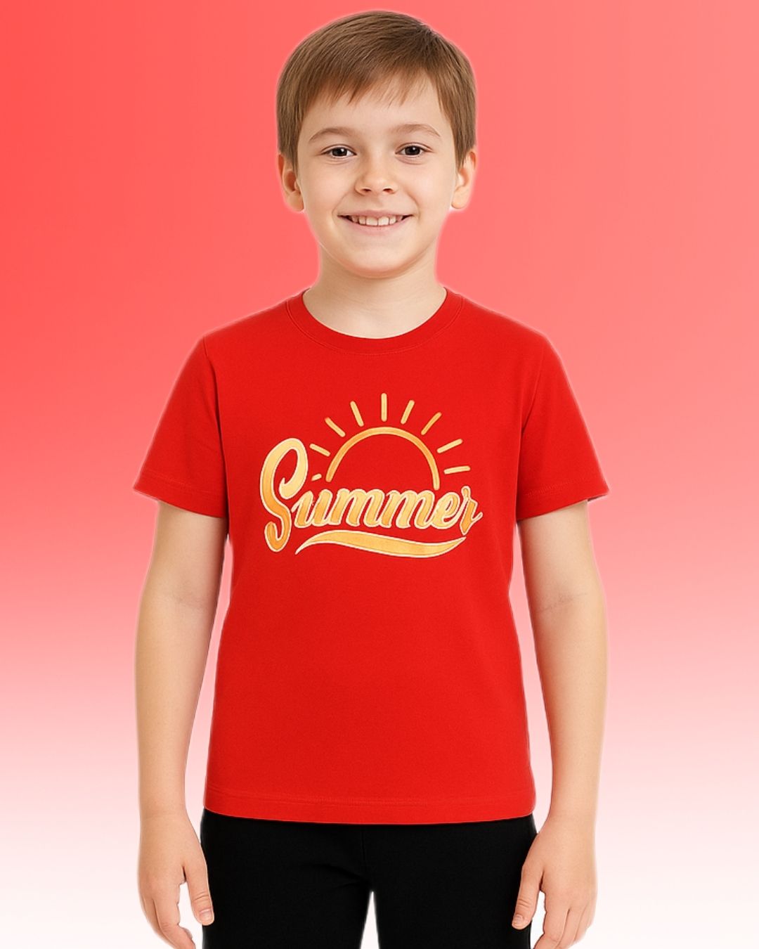 Chilins Round Neck Printed Cotton Tshirt, Color- Red | Grocsy