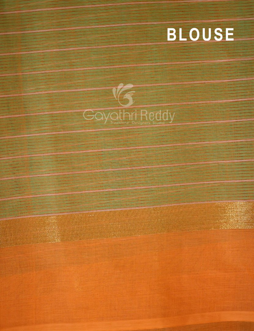 Light Green With Checks Pure Mangalgiri Cotton Saree By Gayathri Reddy Designer Studio | Grocsy