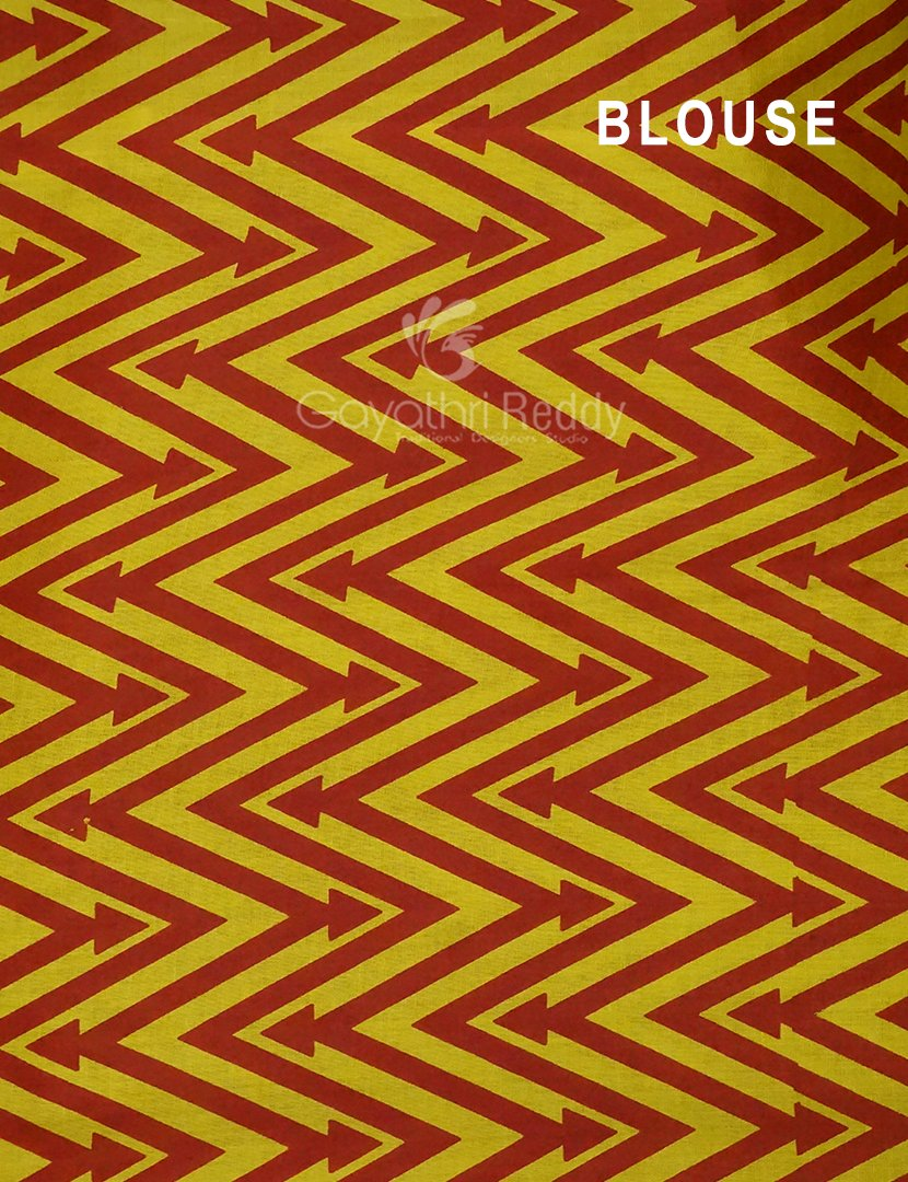 Block Print Mango Green Coloured Mulmul Cotton Saree By Gayathri Reddy Designer Studio | Grocsy