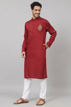 Cotton Kurta With Motif Embroidery by Hilo Design | Grocsy