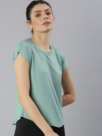 MKH Women Green Extended Sleeves Dri-FIT Sports T-shirt | Grocsy