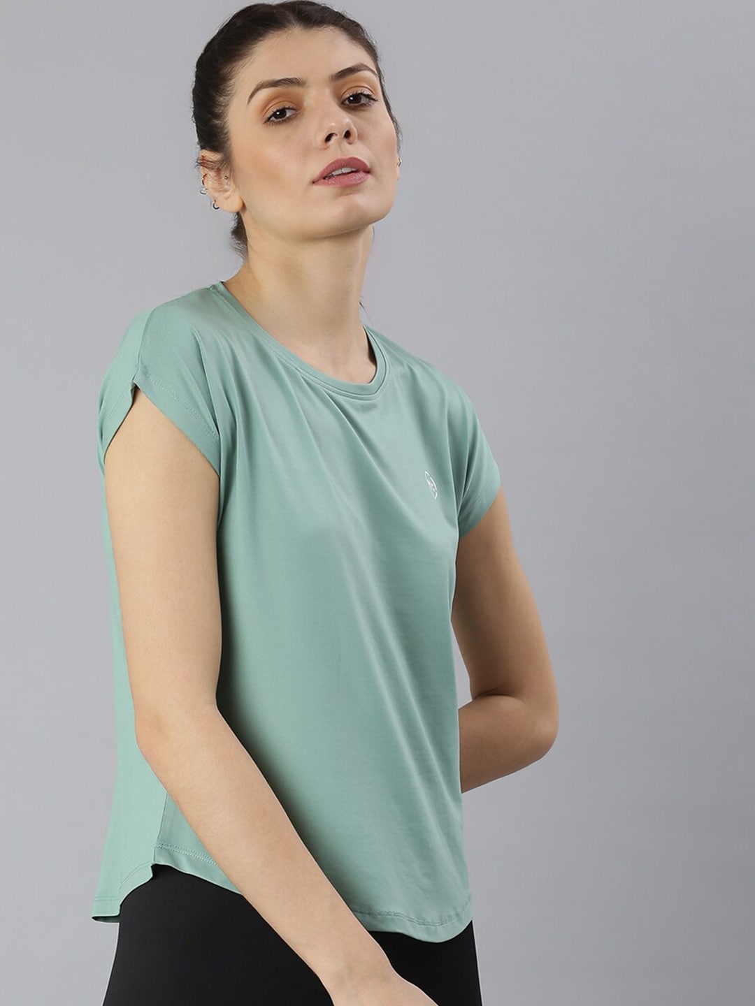 MKH Women Green Extended Sleeves Dri-FIT Sports T-shirt | Grocsy