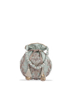 Masq Women Green & Silver-Toned Embellished Potli Clutch