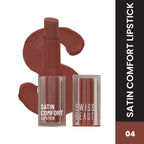 Swiss Beauty Satin Comfort Smooth Glide, Highly Pigmented , Ultra Hydrating Lipstick - 4 Toasted Brown | Grocsy
