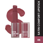 Swiss Beauty Satin Comfort Smooth Glide, Highly Pigmented , Ultra Hydrating Lipstick - 5 Vintage Pink | Grocsy