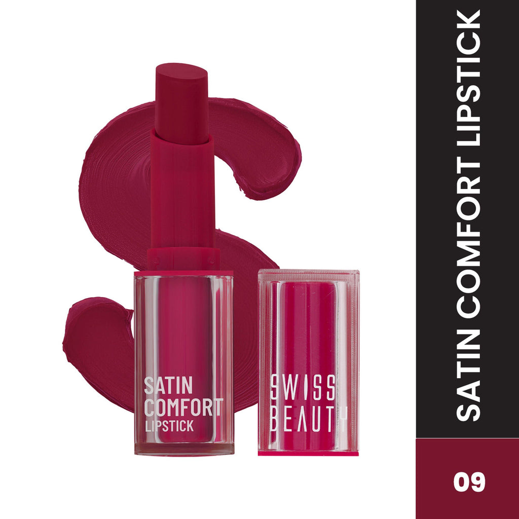 Swiss Beauty Satin Comfort Smooth Glide, Highly Pigmented , Ultra Hydrating Lipstick - 9 Cherry Blossom | Grocsy