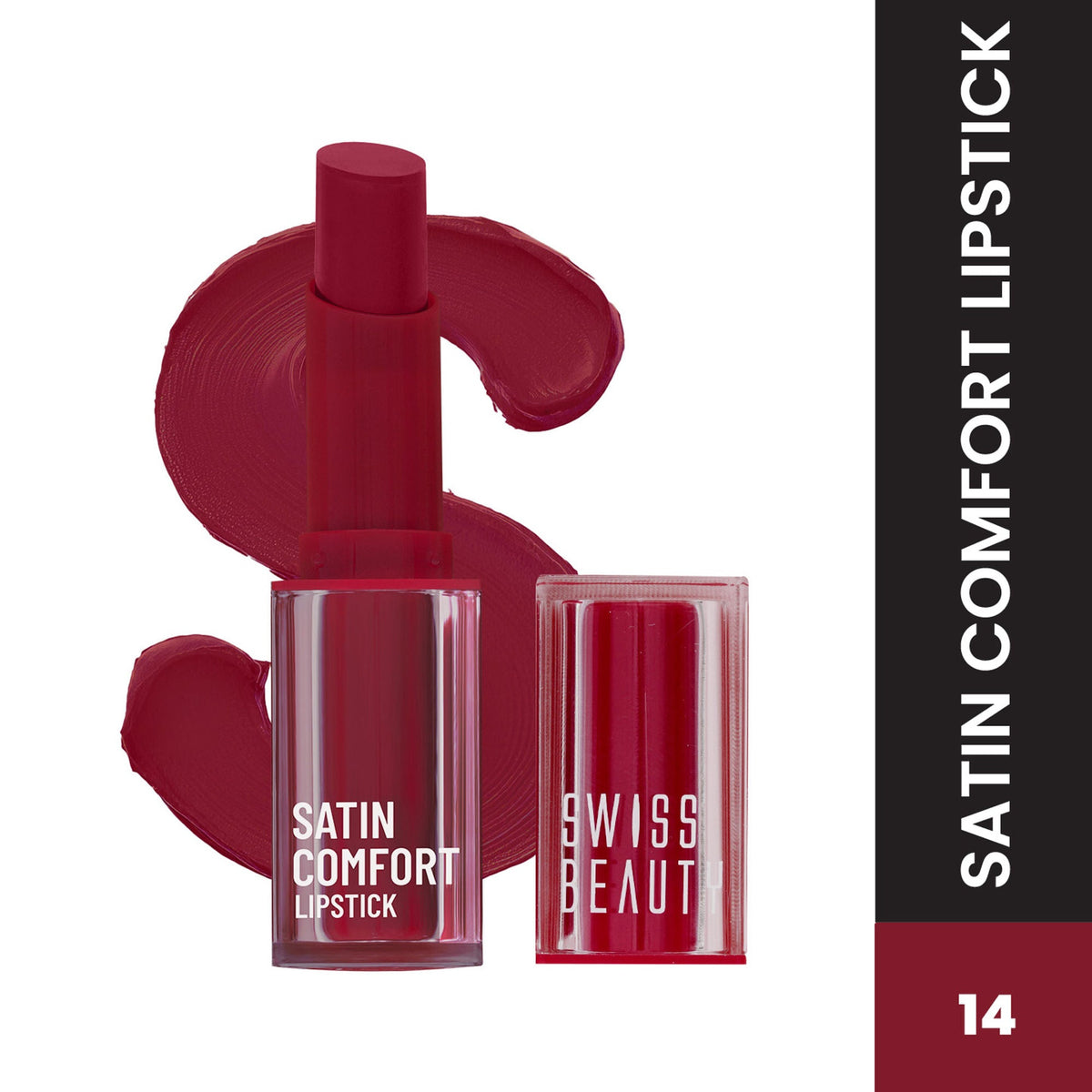 Swiss Beauty Satin Comfort Smooth Glide, Highly Pigmented , Ultra Hydrating Lipstick - 14 My Raspberry | Grocsy