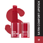 Swiss Beauty Satin Comfort Smooth Glide, Highly Pigmented , Ultra Hydrating Lipstick - 17 Red Dahlia | Grocsy