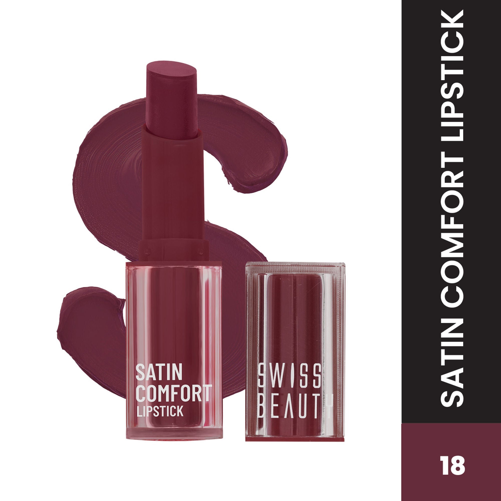 Swiss Beauty Satin Comfort Smooth Glide, Highly Pigmented , Ultra Hydrating Lipstick - 18 Rouge Red | Grocsy