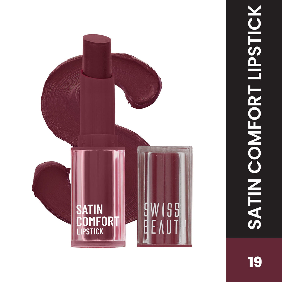 Swiss Beauty Satin Comfort Smooth Glide, Highly Pigmented , Ultra Hydrating Lipstick - 19 Burnt Maroon | Grocsy