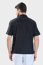 Xkind Black Embroidered Relaxed Fit Shirt | Grocsy