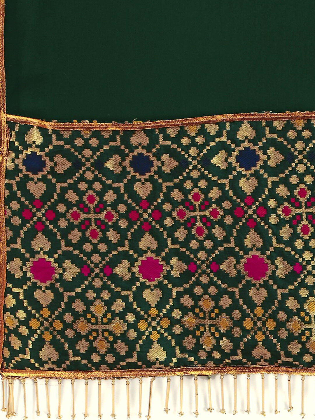 Sangria Green Woven Design Saree | Grocsy