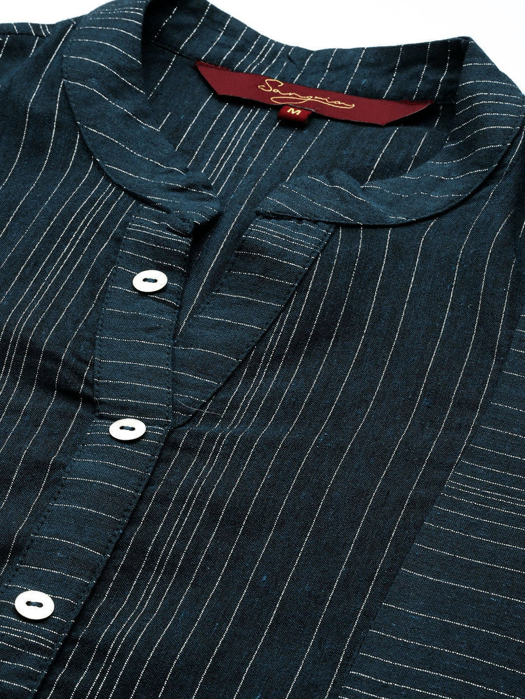 Sangria Women Navy Blue Striped Kurta | Grocsy